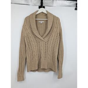 Old Navy Cable Knit Vintage Cowl Collar Large Lambs Wool Angora Rabbit Hair